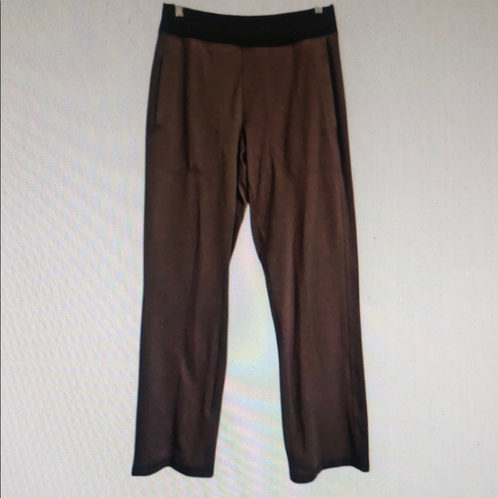 Brown Wide-Leg Lounge Pants with Black Waistband